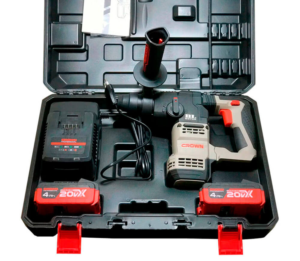 Перфоратор аккумуляторный CROWN CT28001HX-4 BMC 2.3Дж 20В 4Ач photo 2