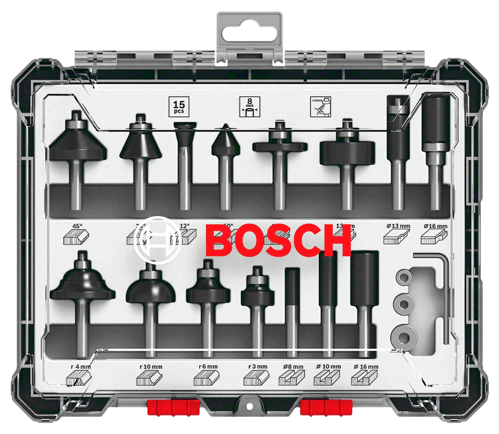 Набор 15 фрез по дереву Bosch 2607017472 Ø8 мм photo