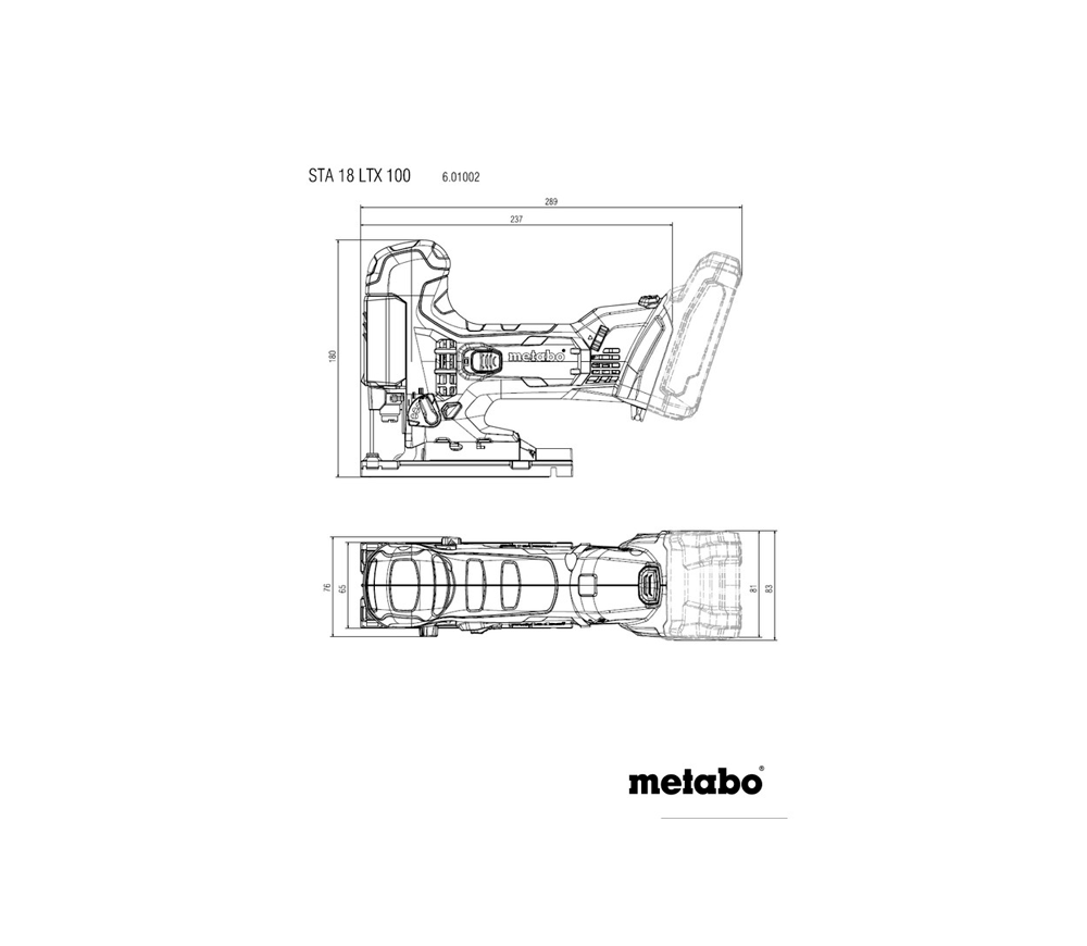 Лобзик аккумуляторный (без аккумуляторов) METABO STA 18 LTX 100 18В photo 0