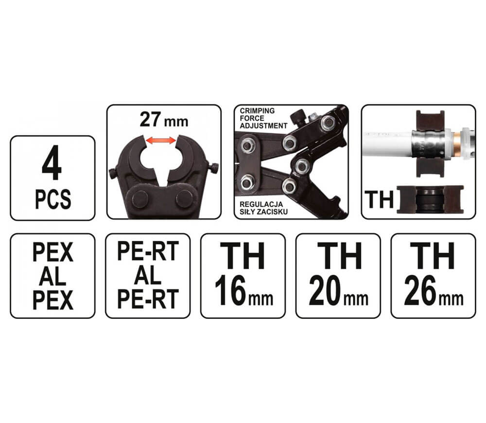 Клещи обжимные YATO YT21750 PEX-AL-PEX/PERT-AL-PERT/TH16/TH20/TH26 photo 4