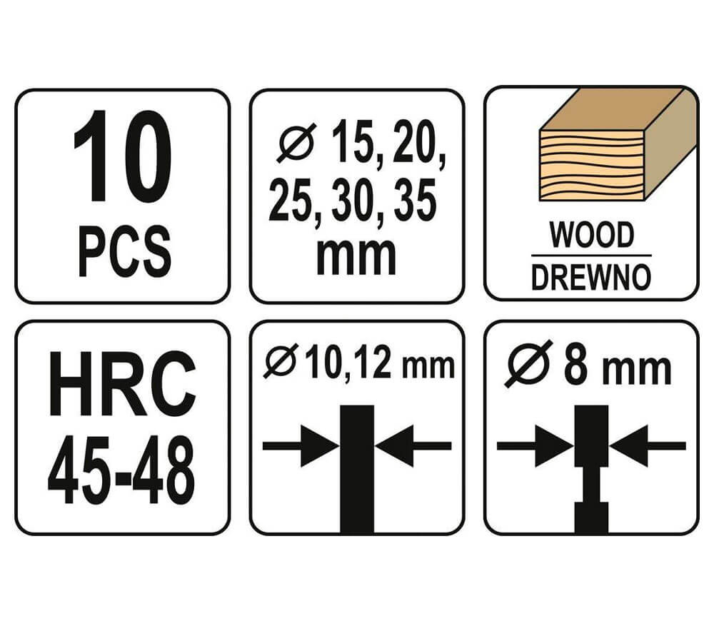Set 10 freze pe lemn YATO  YT33837 Ø8 mm photo 5