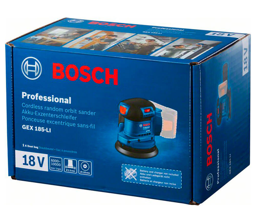Шлифмашина эксцентриковая аккумуляторная (без АКБ) BOSCH GEX 185-LI 125мм 18В photo 6