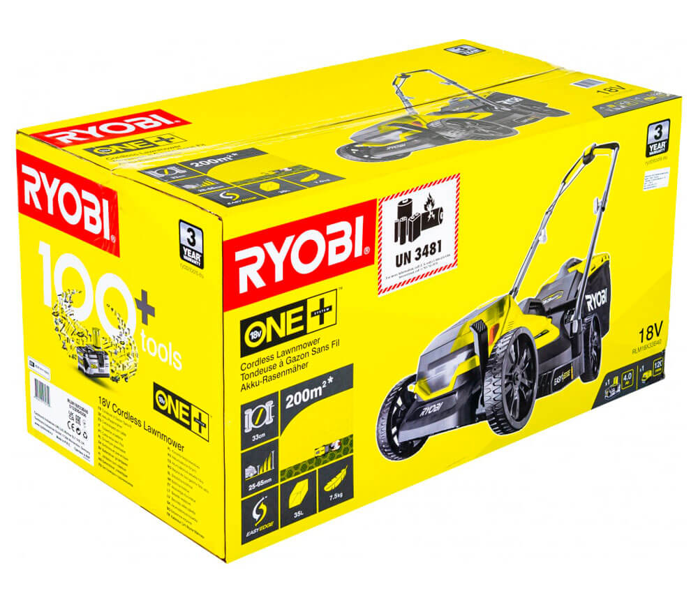 Газонокосилка аккумуляторная RYOBI RLM18X33B40 330мм 18В 4Ач photo 14