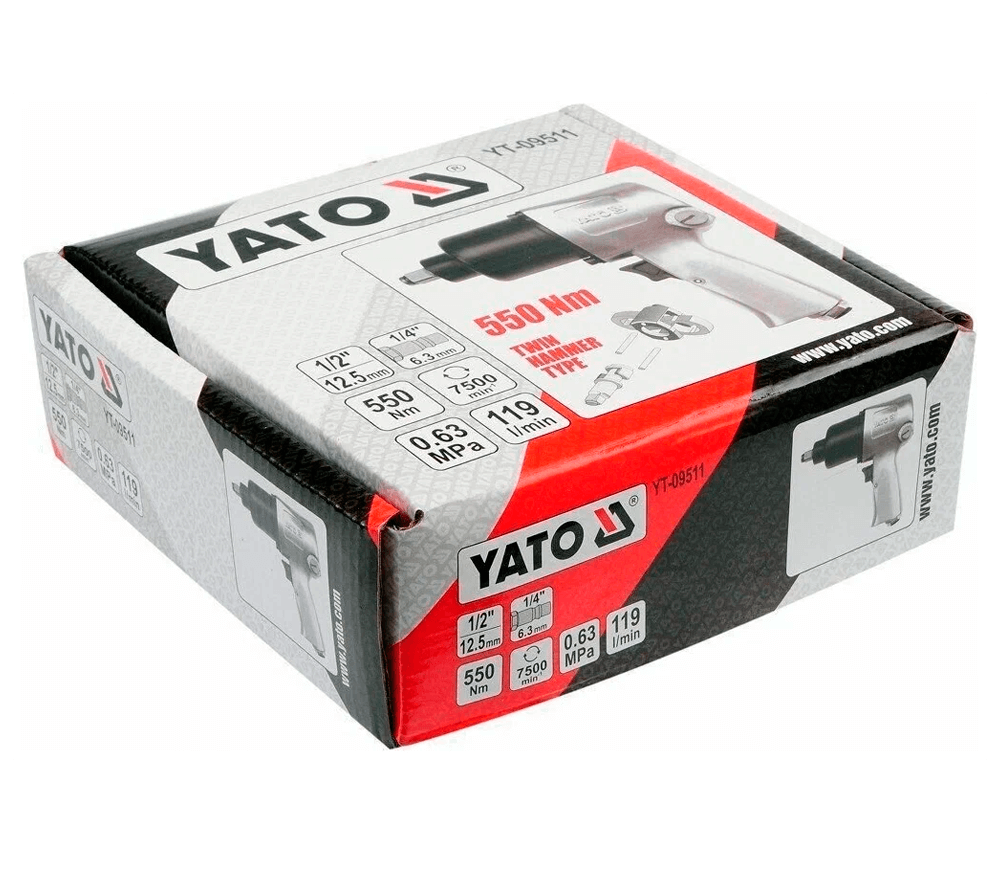 Пневматический ударный гайковерт YATO YT09511 550Нм 7500об/мин photo 0