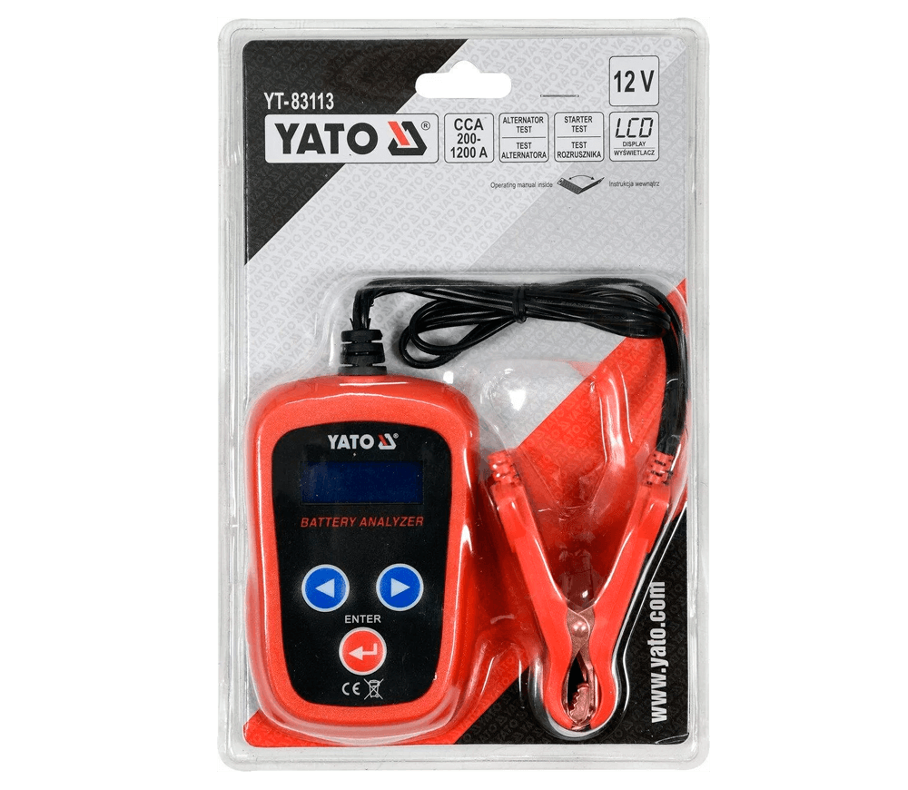 Тестер для аккумулятора автомобиля YATO YT83113 12В 200/1200A photo 1