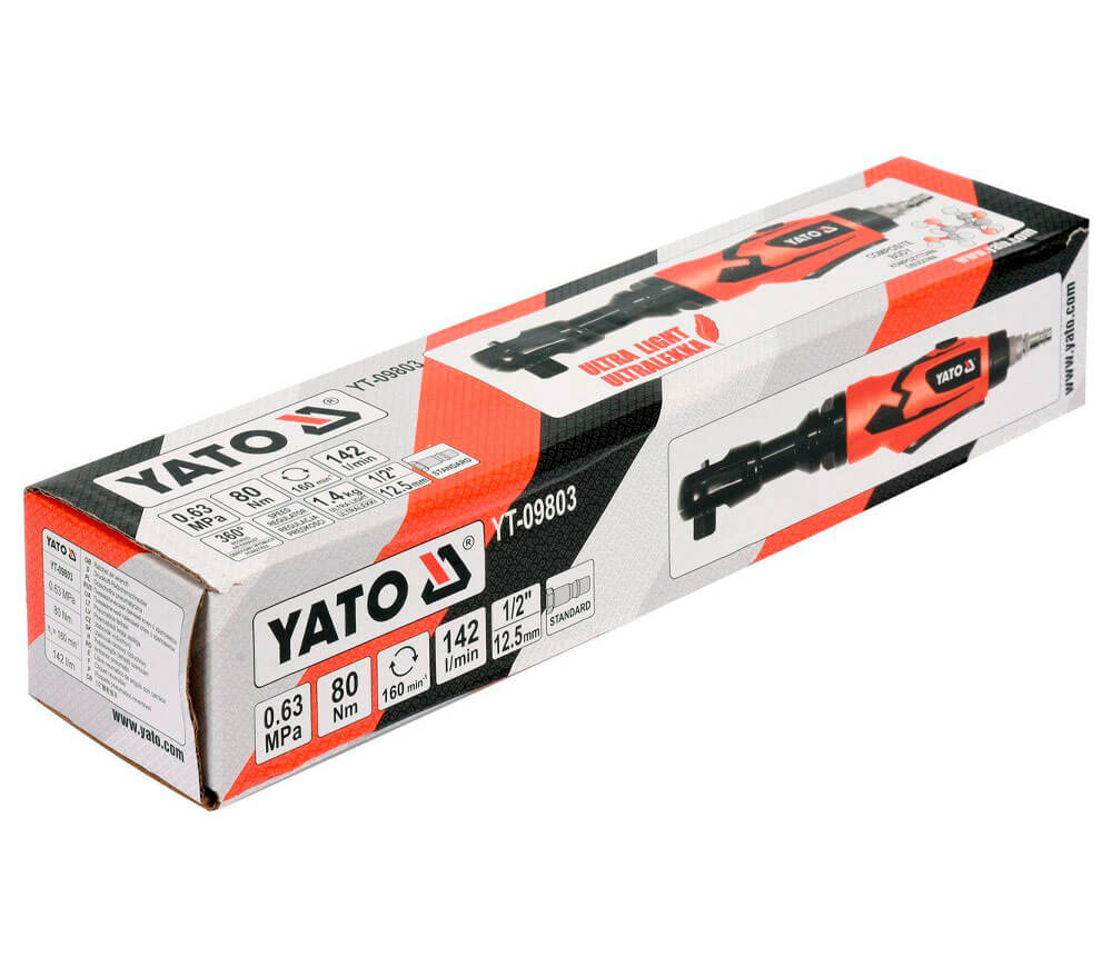 Пневматическая трещотка YATO YT09803 1/2" 80Нм 160об/мин photo 2