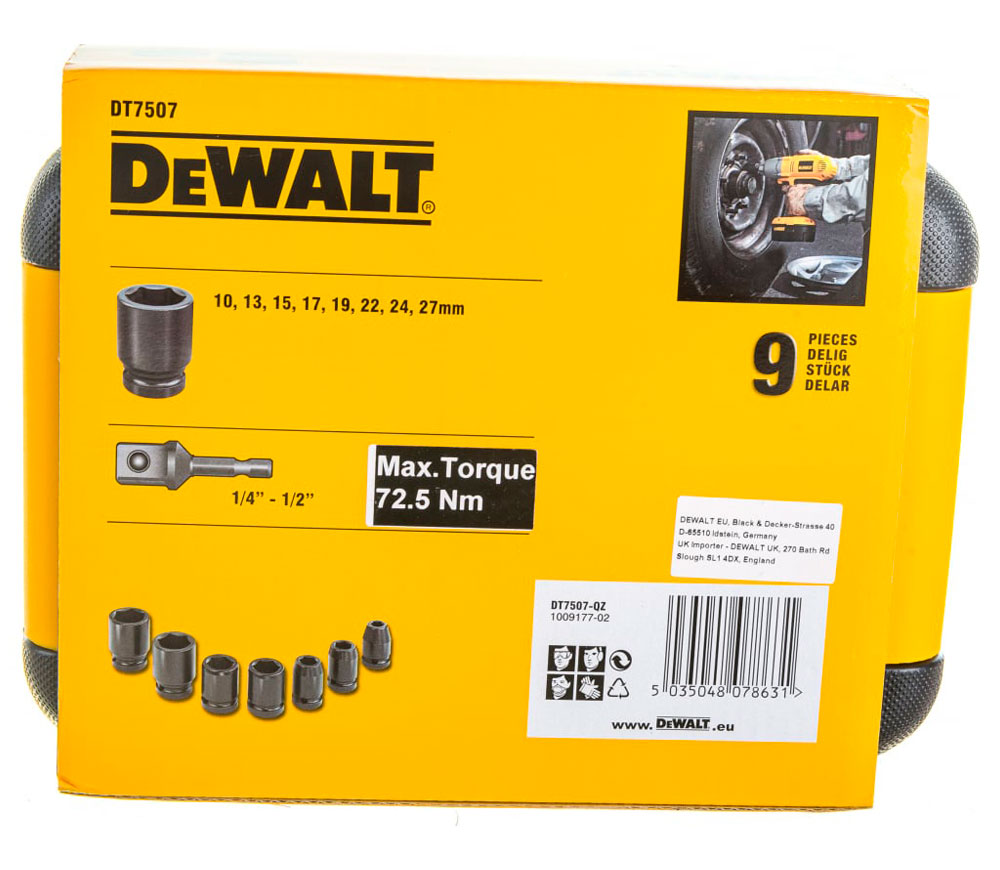 Set 9 duze tubulare de impact DEWALT DT7507 10-27mm photo 5