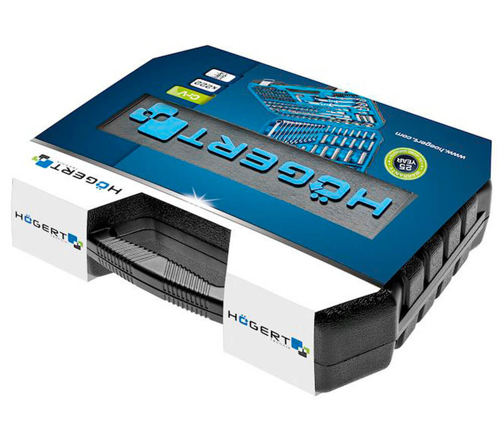 Набор комбинированных ключей, торцевые головки и бит HOEGERT HT1R444 222шт. 4-32мм 1/2-1/4-3/8" photo 0