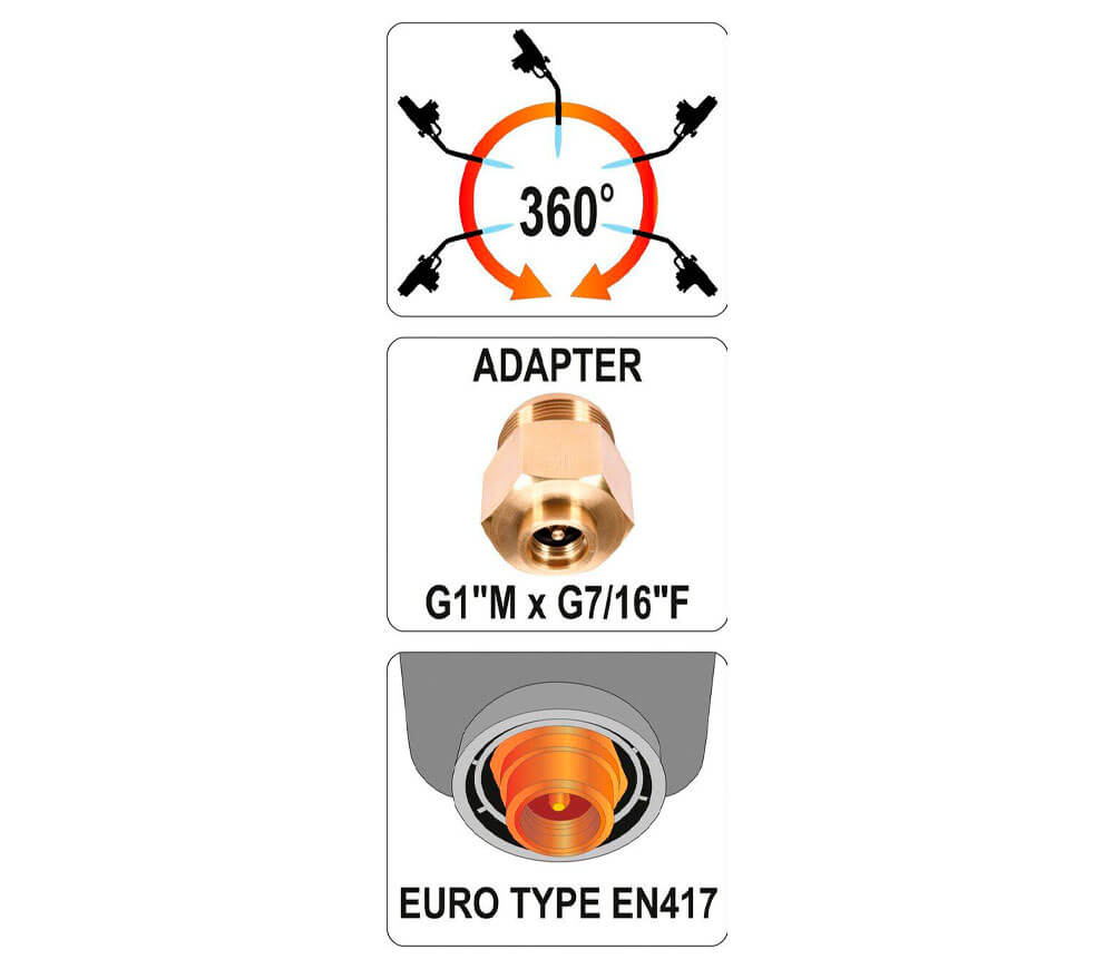 Газовая горелка с пьезоподжигом YATO YT36715 142г/ч 2800°C photo 3