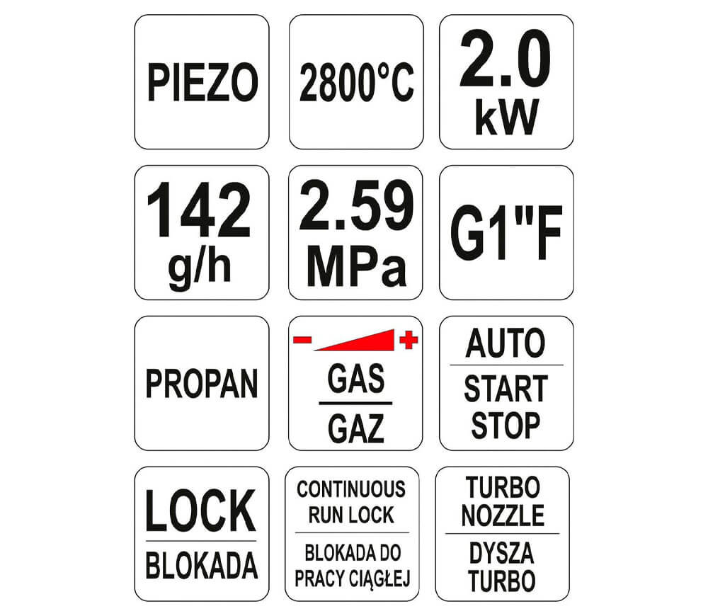 Газовая горелка с пьезоподжигом YATO YT36715 142г/ч 2800°C photo 4