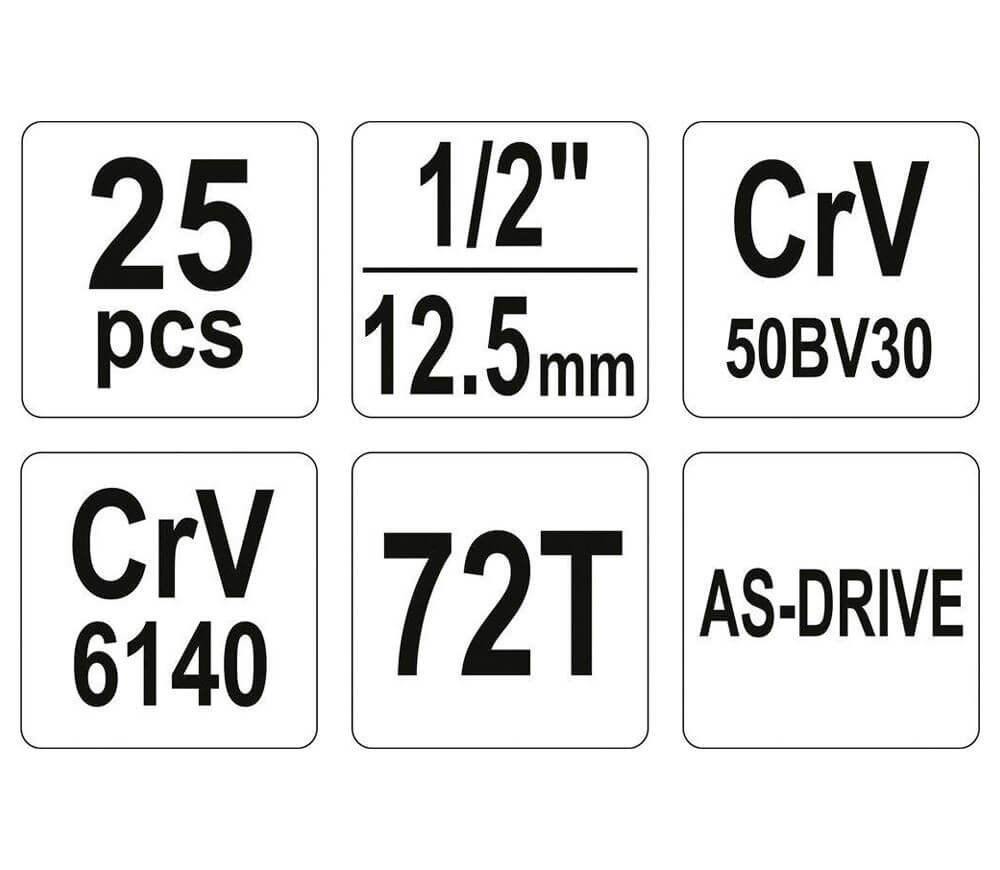 Set 25 duze tubulare YATO YT38741 10-32mm photo 3