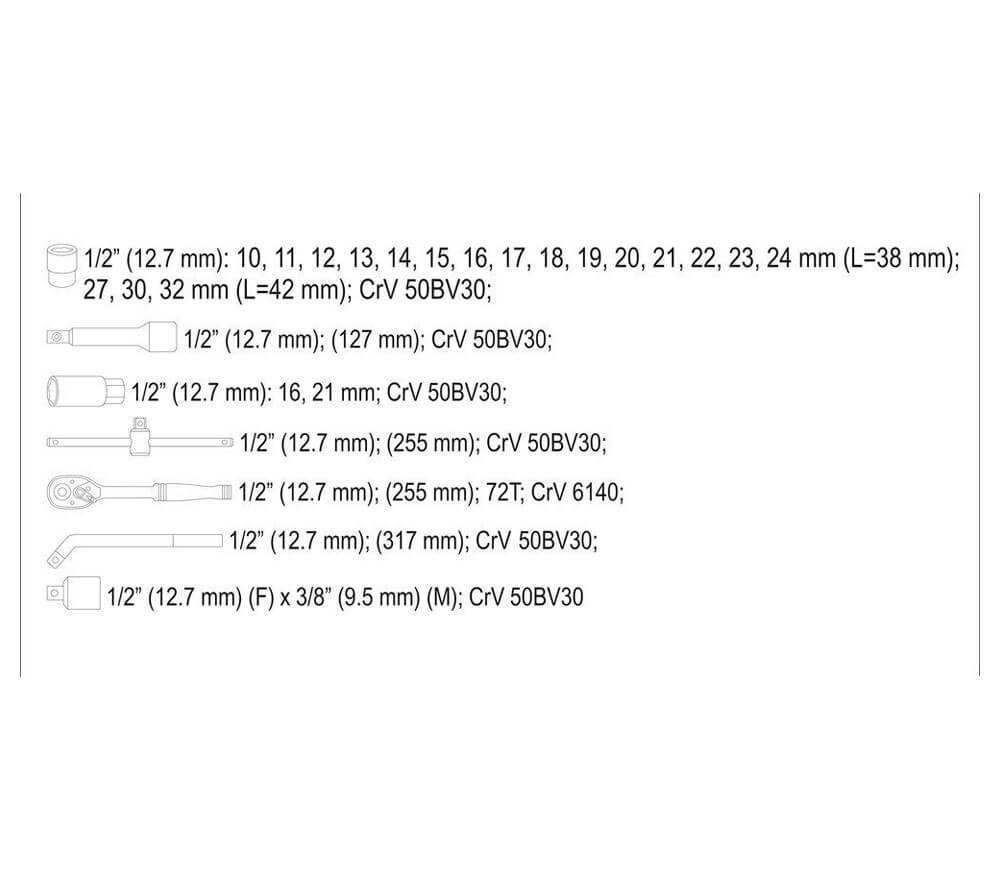 Set 25 duze tubulare YATO YT38741 10-32mm photo 4