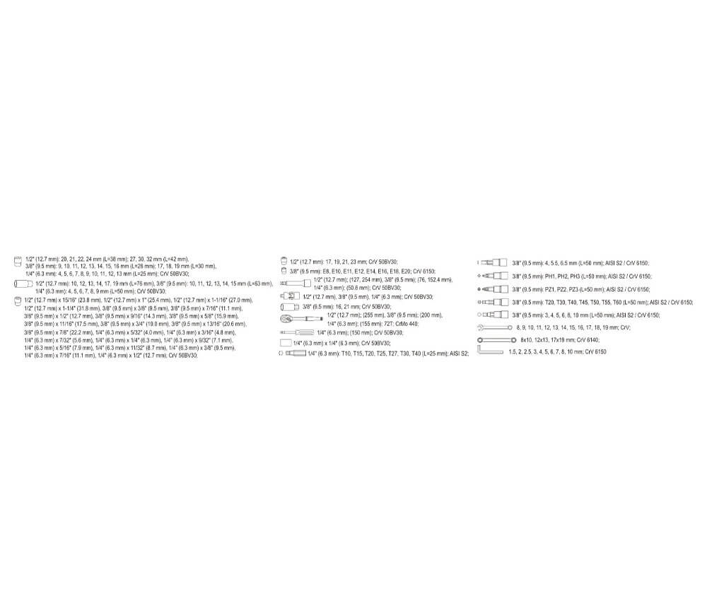 Набор комбинированных ключей, торцевые головки и бит YATO YT38811 150шт. 4-32мм 1/2-1/4-3/8" photo 4