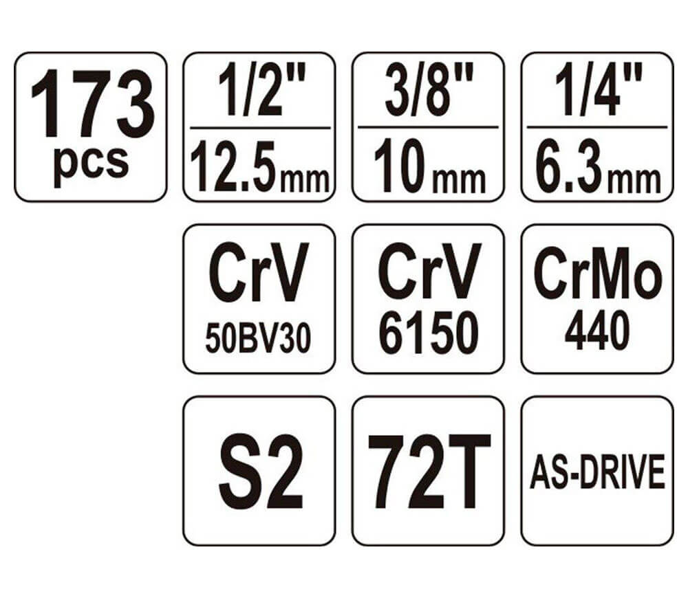 Set 173 duze tubulare și biți YATO YT38931 4-32mm photo 3