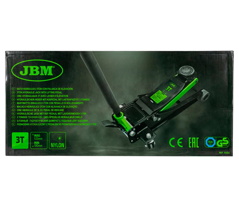 Домкрат гидравлический подкатной JBM 53422 100-533 мм 3T photo 5