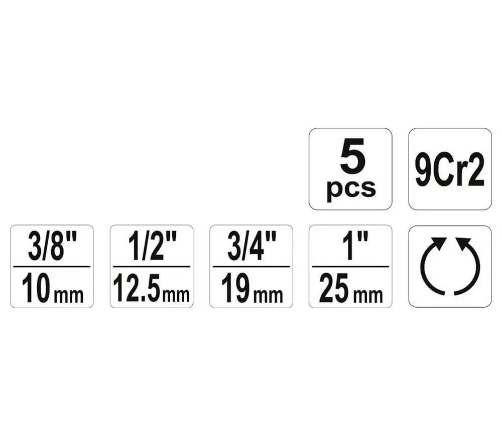 Set 5 filiere cu clichet YATO YT29001 3/4"-1" photo 3