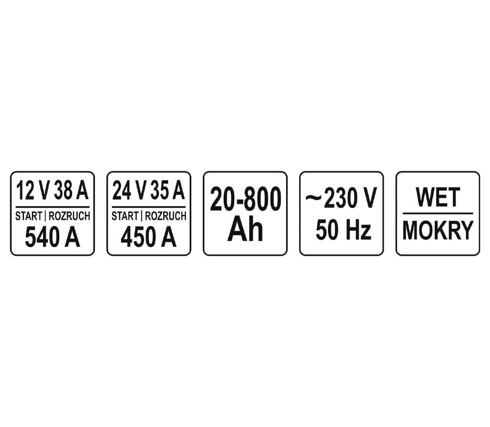 Пуско-зарядное устройство для аккумуляторов YATO YT83062 540A 12-24В photo 4
