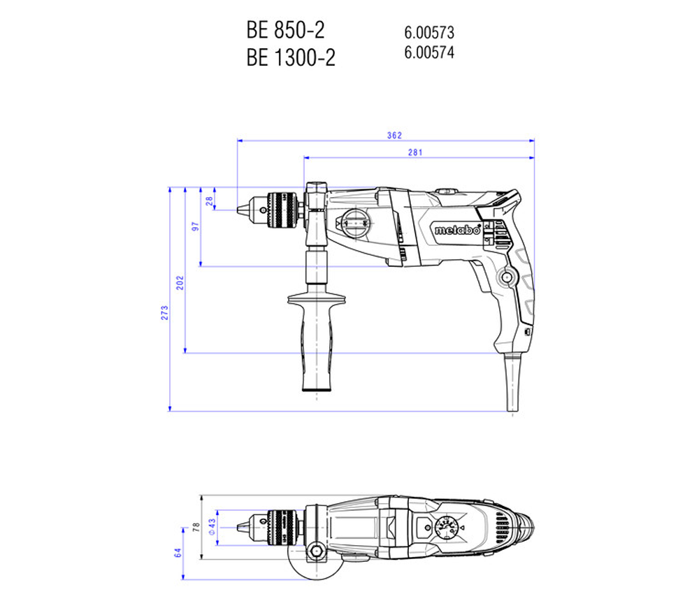 Mașină de găurit cu percutie METABO BEV 1300-2  1300w photo 6