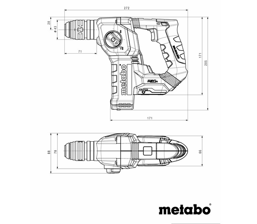 Перфоратор аккумуляторный (без аккумуляторов) METABO Power Maxx BH 12 BL 16 GAS 1.3Дж 12В photo 6