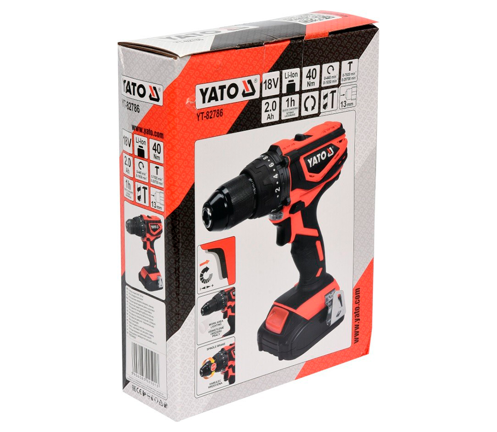 Шуруповерт аккумуляторный YATO YT82786 18В 2Ач photo 2