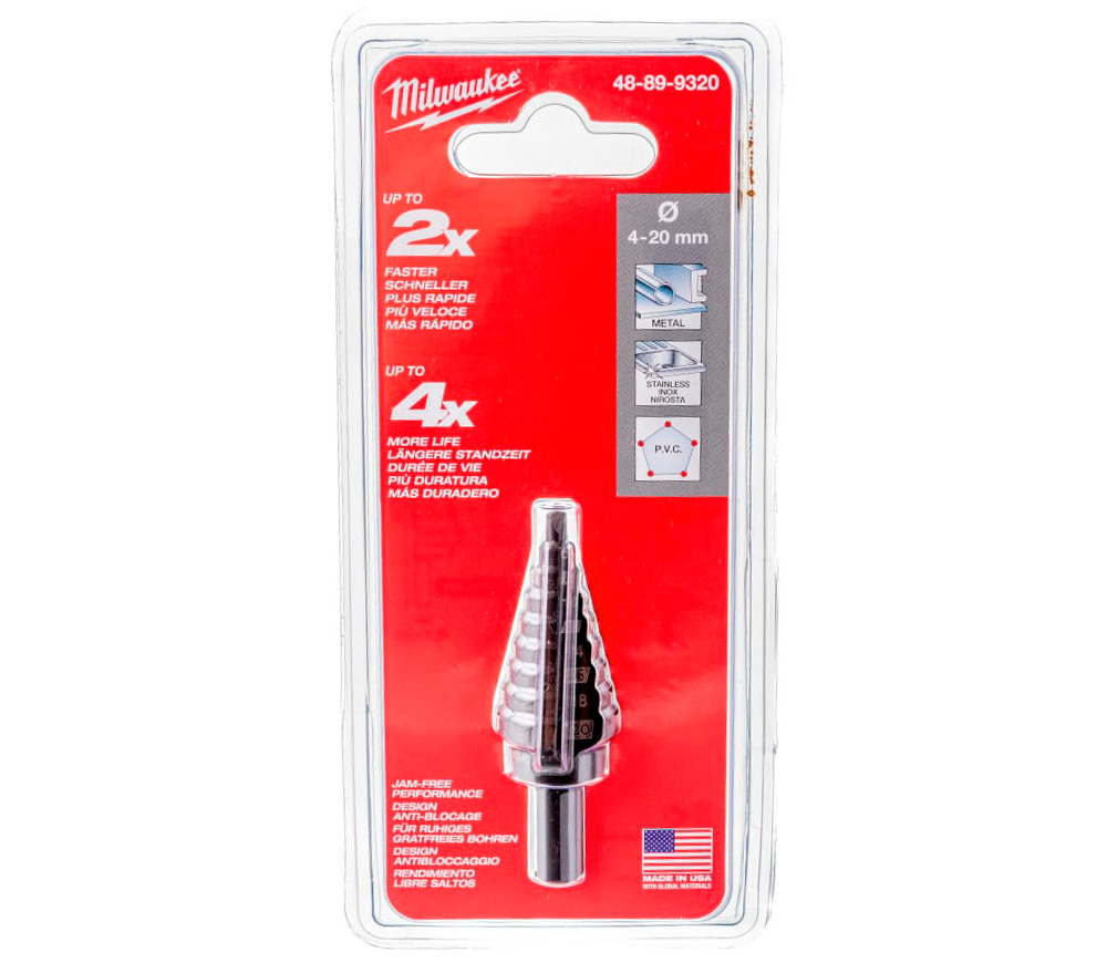 Сверло ступенчатое MILWAUKEE 48899320 4-20мм HSS photo 1