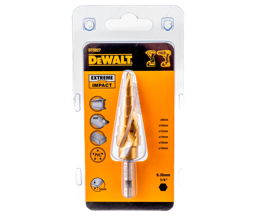 Сверло ступенчатое DEWALT DT5027 6-18мм HSS-TIN photo 1