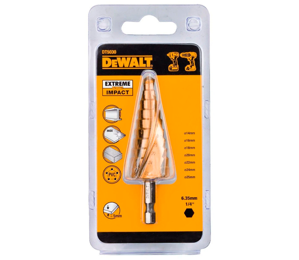 Сверло ступенчатое DEWALT DT5030 14-25мм HSS-TIN photo 2