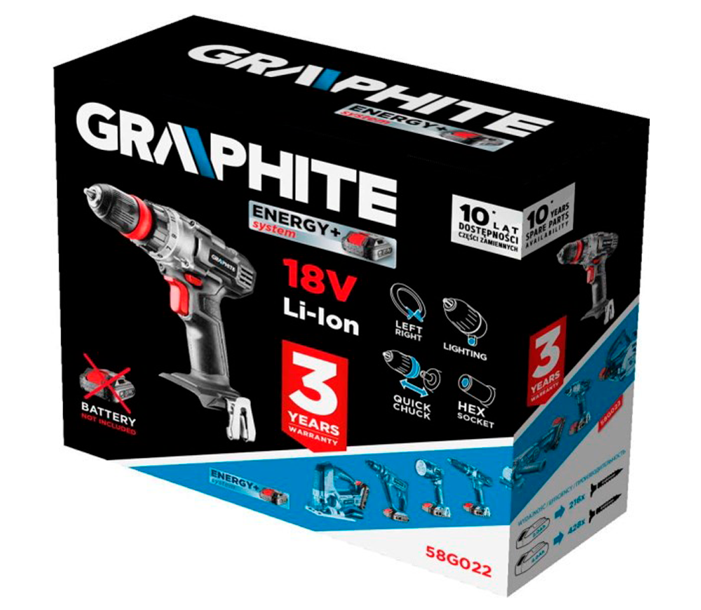 Шуруповерт аккумуляторный GRAPHITE 58G022-SET2 18В 2Ач photo 2