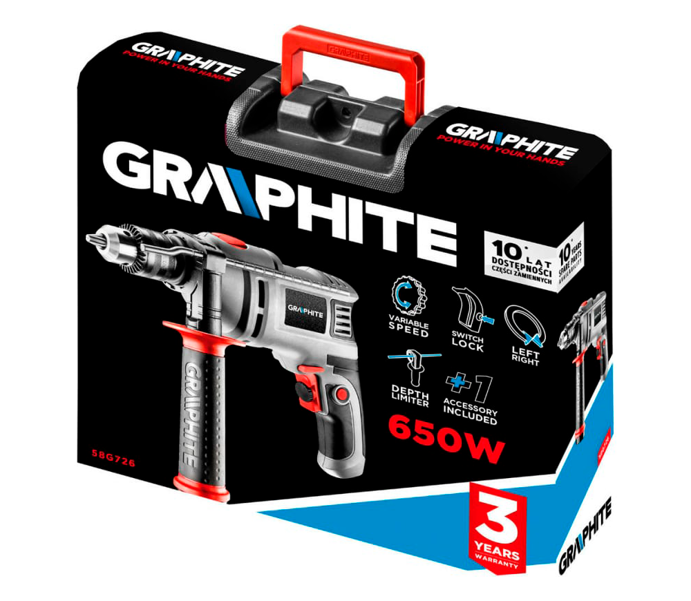 Дрель ударная GRAPHITE 58G726 650вт photo 1