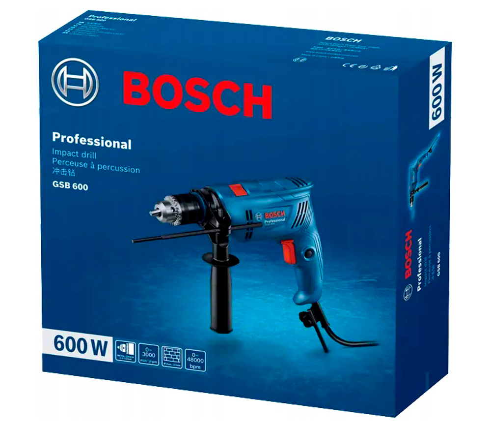 Mașină de găurit cu percuție BOSCH GSB 600  600w photo 1