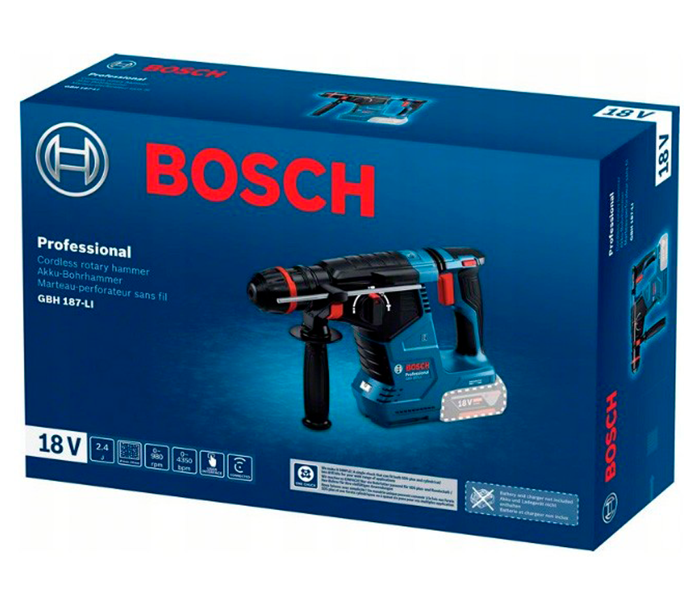Перфоратор аккумуляторный (без аккумуляторов) BOSCH GBH 187-LI Professional 2.4Дж 18В photo 7