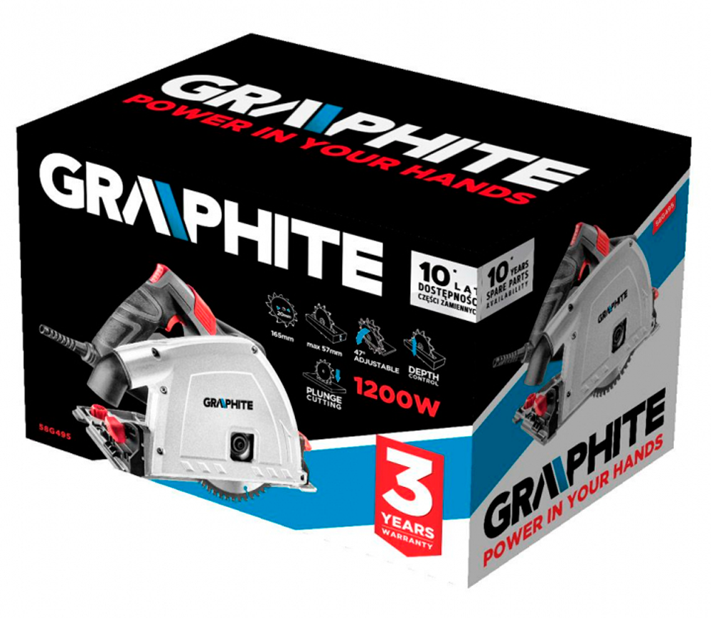 Погружная пила GRAPHITE 58G495 1200вт 165мм photo 0