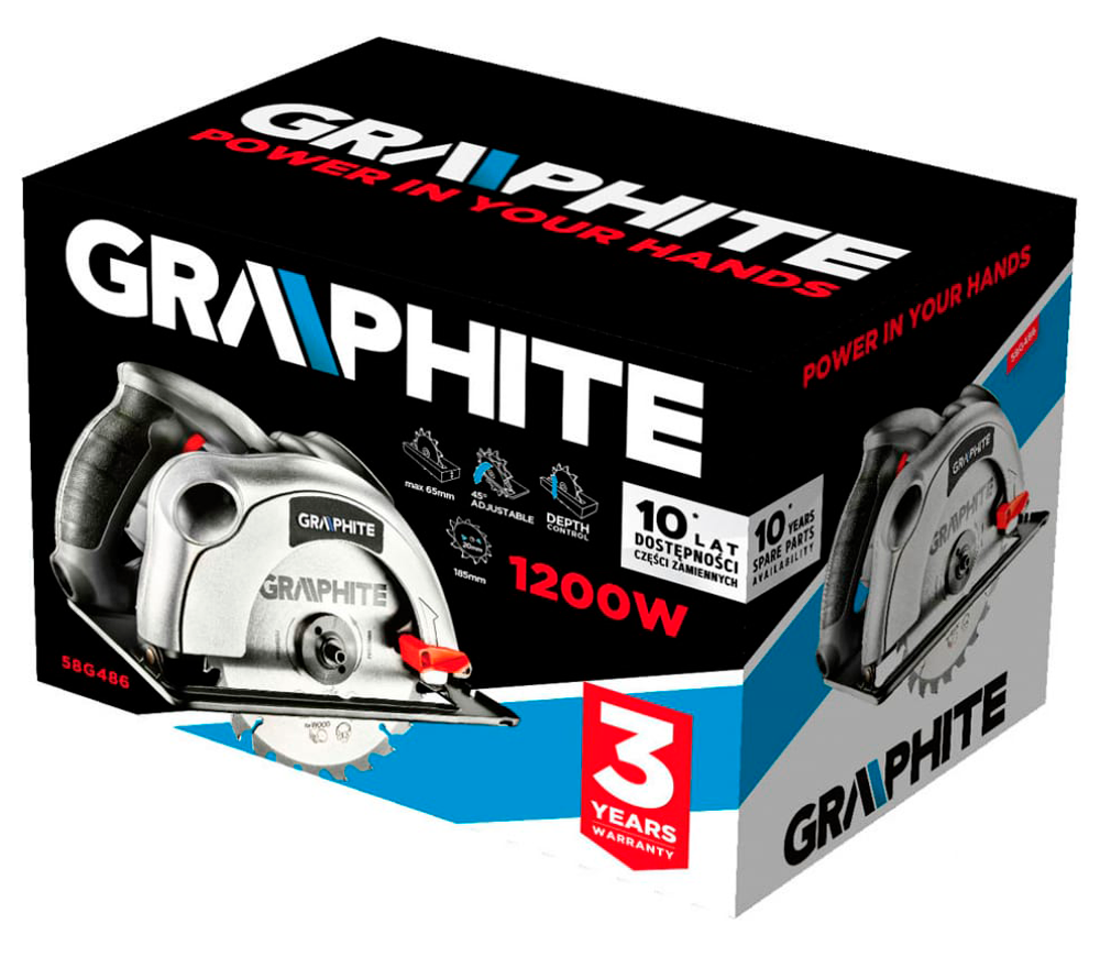 Дисковая пила GRAPHITE 58G486 1200вт 185мм photo 4