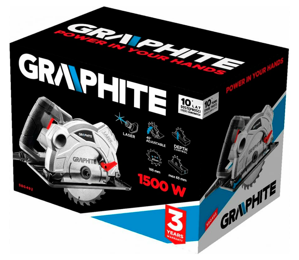 Дисковая пила GRAPHITE 58G492 1500вт 185мм photo 4