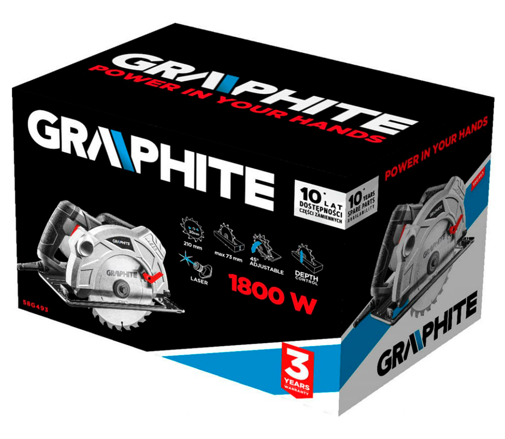 Дисковая пила GRAPHITE 58G493 1800вт 210мм photo 4