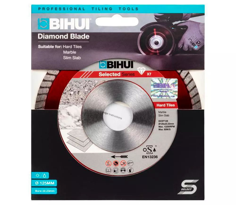 Disc de tăiat cu diamant BIHUI DCDT125 125mm Turbo Ceramică/Porțelan/Marmură photo 1