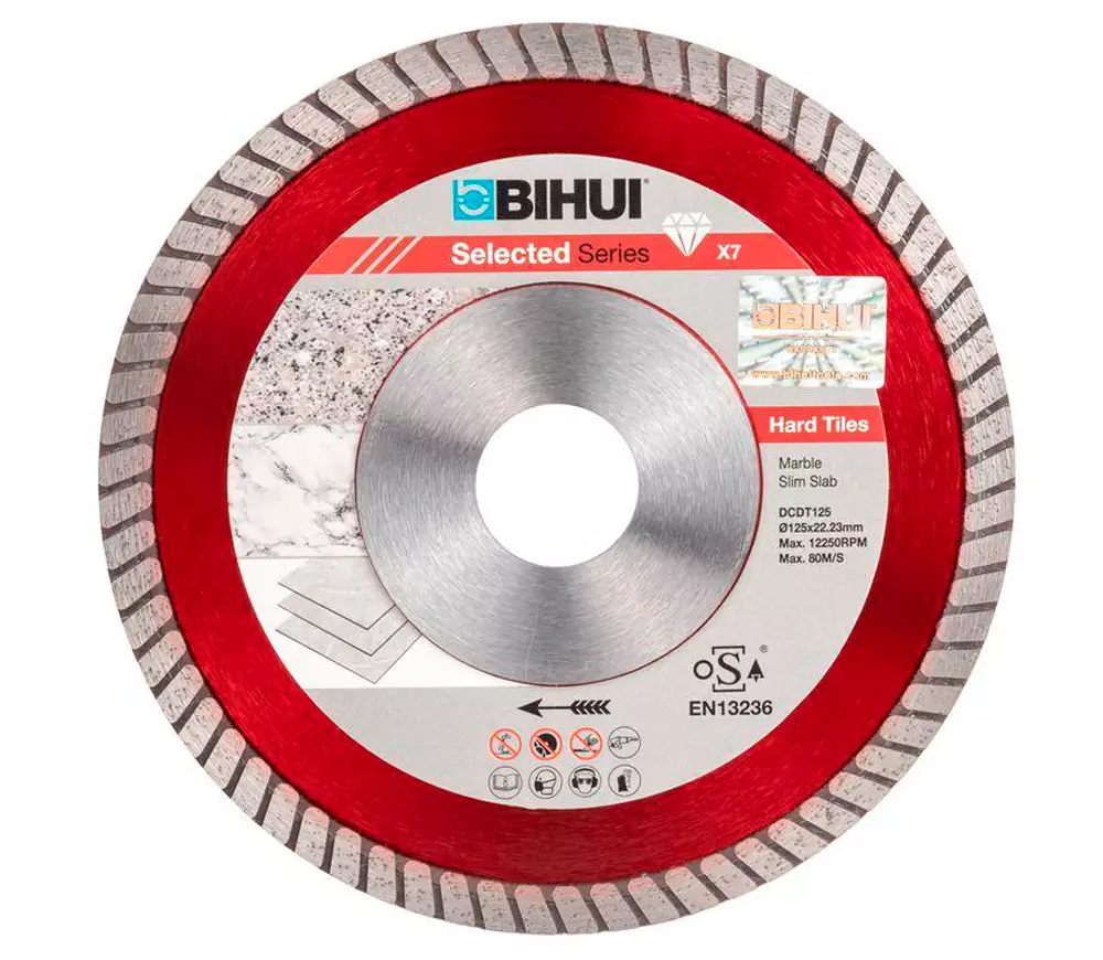 Disc de tăiat cu diamant BIHUI DCDT125 125mm Turbo Ceramică/Porțelan/Marmură photo