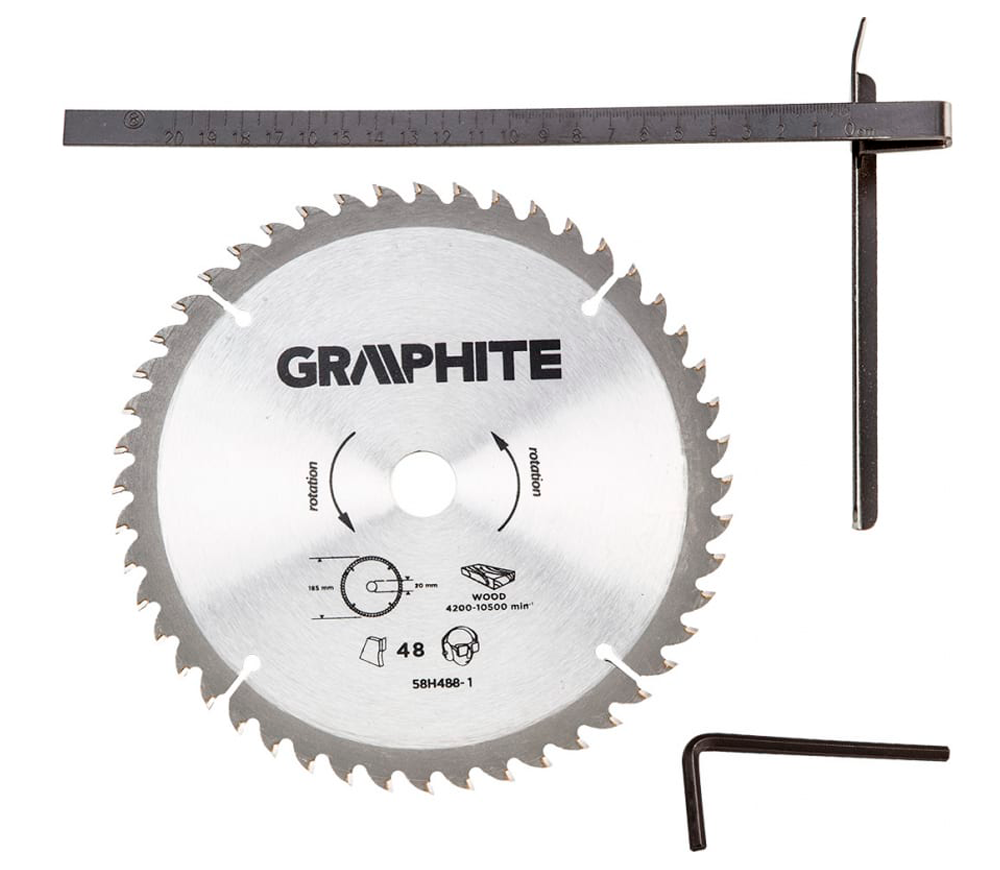Дисковая пила GRAPHITE 58G488 1200вт 185мм photo 3