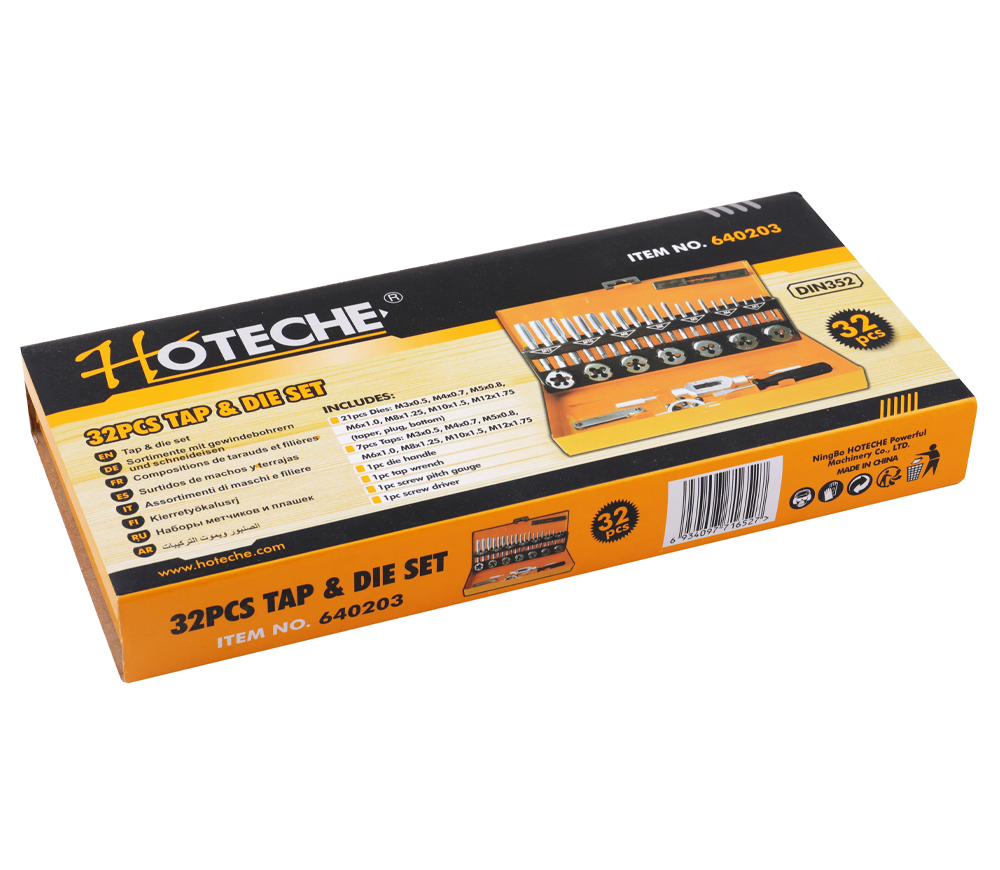 Набор 32 метчиков и плашек HOTECHE 640203 M3-M12 photo 8