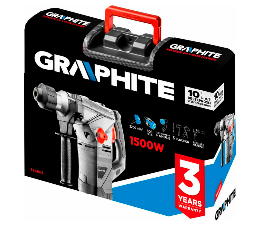 Перфоратор GRAPHITE 58G862 1500вт SDS-Plus photo 3