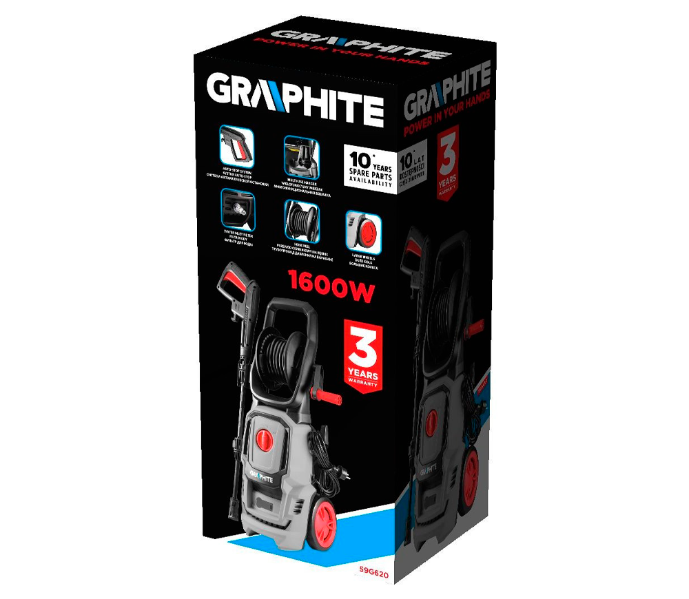 Мойка высокого давления GRAPHITE 59G620 1600вт 130бар 360л/ч photo 7