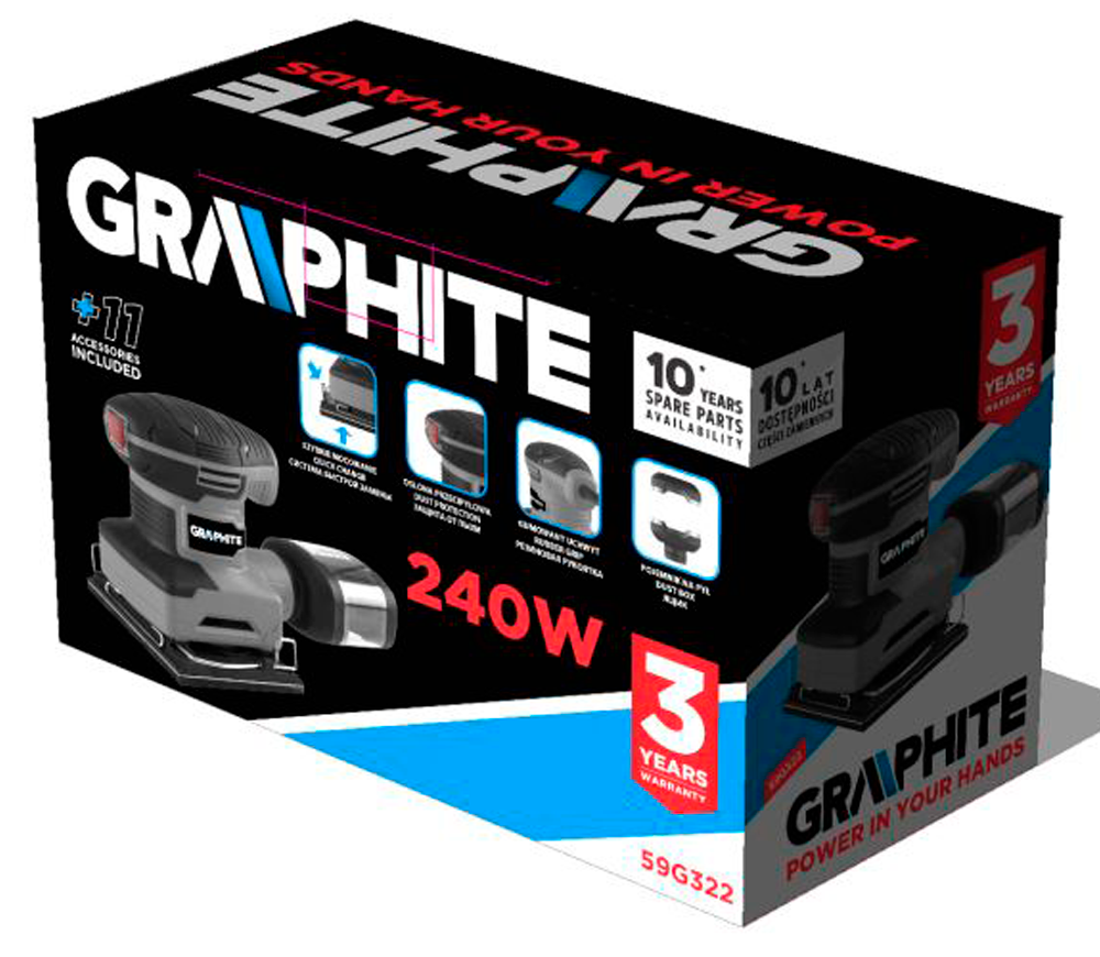 Шлифмашина вибрационная GRAPHITE 59G322 240вт photo 4