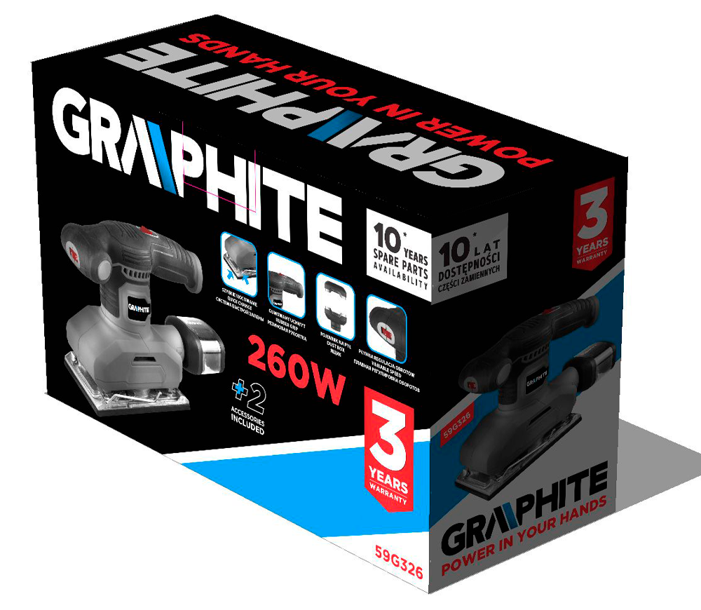 Шлифмашина вибрационная GRAPHITE 59G326 260вт photo 3