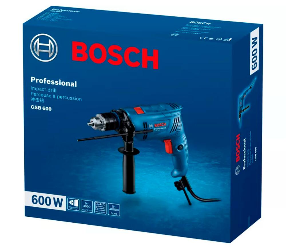 Mașină de găurit cu percutie BOSCH GSB 600 600w photo 2