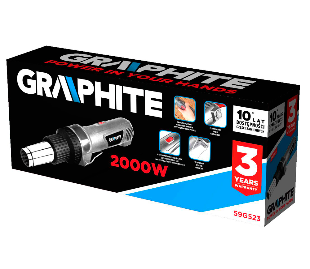 Suflantă de aer cald GRAPHITE 59G523 2000w 550°C photo 5