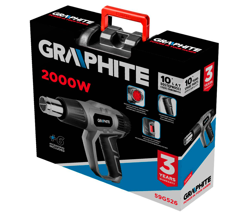 Suflantă de aer cald GRAPHITE 59G526 2000w 550°C photo 3