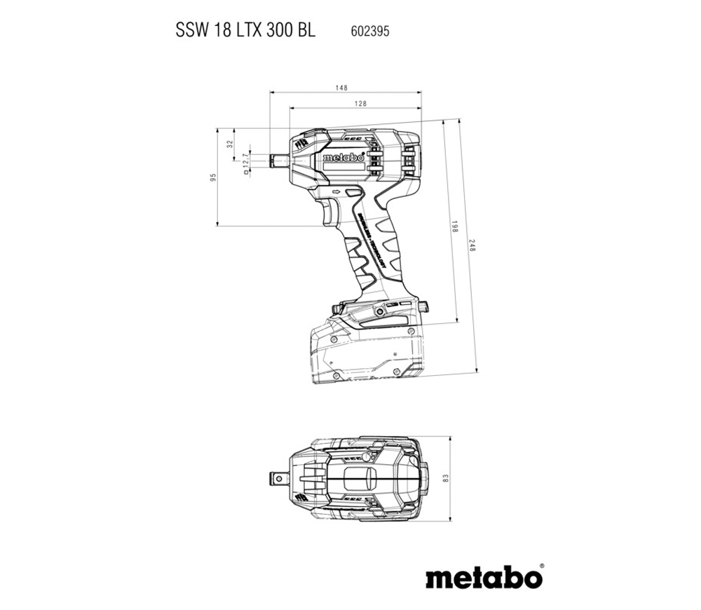 Гайковерт аккумуляторный (без АКБ) METABO SSW 18 LTX 300 BL 300Нм photo 3