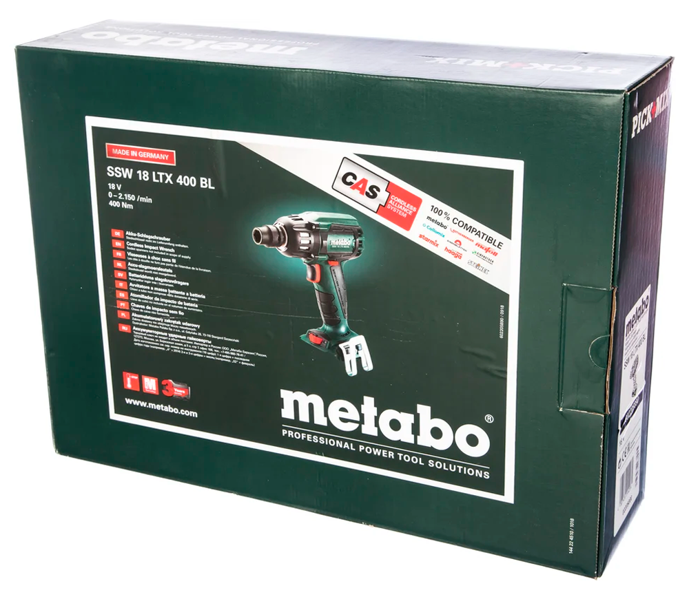 Гайковерт аккумуляторный (без АКБ) METABO SSW 18 LTX 400 BL 620Нм photo 5