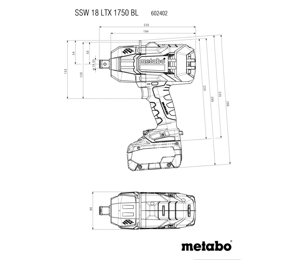 Гайковерт аккумуляторный (без АКБ) METABO SSW 18 LTX 1750 BL 1750Нм photo 5