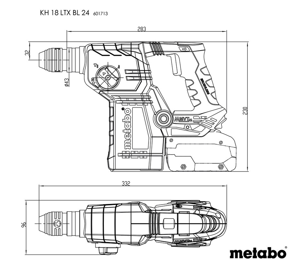 Перфоратор аккумуляторный METABO KH 18 LTX BL 24 2.2Дж 18В photo 2